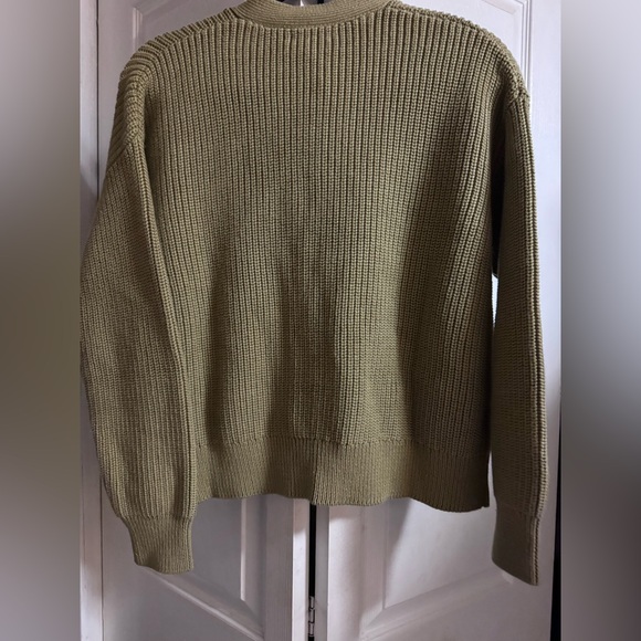Quince Organic Cotton Fisherman Boxy Cropped Cardigan small NWT herb green - Picture 11 of 12